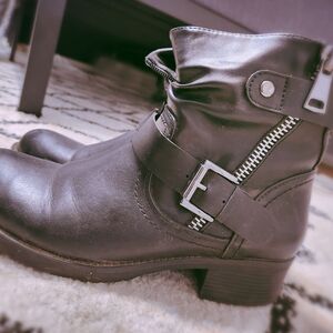 Black Leather Ankle Boots